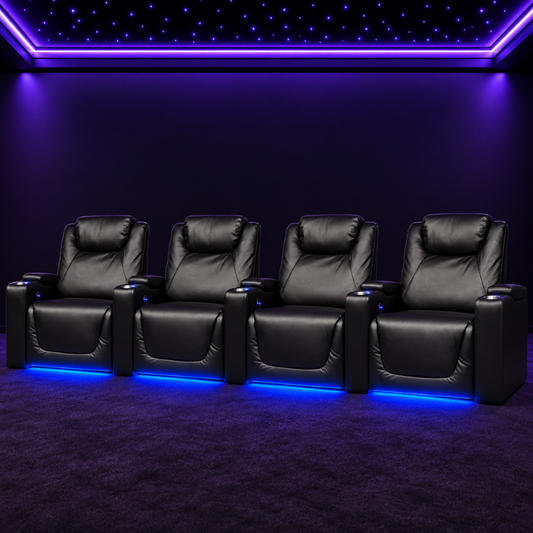 Carson Gold Class Four Seater Electric Recliner Home Theatre Seating | Cinema Chairs