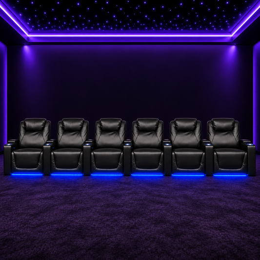 Carson Gold Class Six Seater Electric Recliner Home Theatre Seating | Cinema Chairs