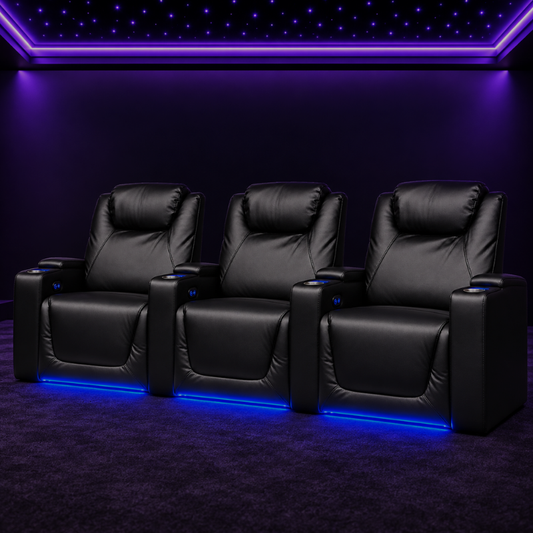 Carson Gold Class Three Seater Electric Recliner Home Theatre Seating | Cinema Chairs