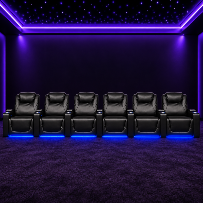 Carson Gold Class Six Seater Electric Recliner Home Theatre Seating | Cinema Chairs