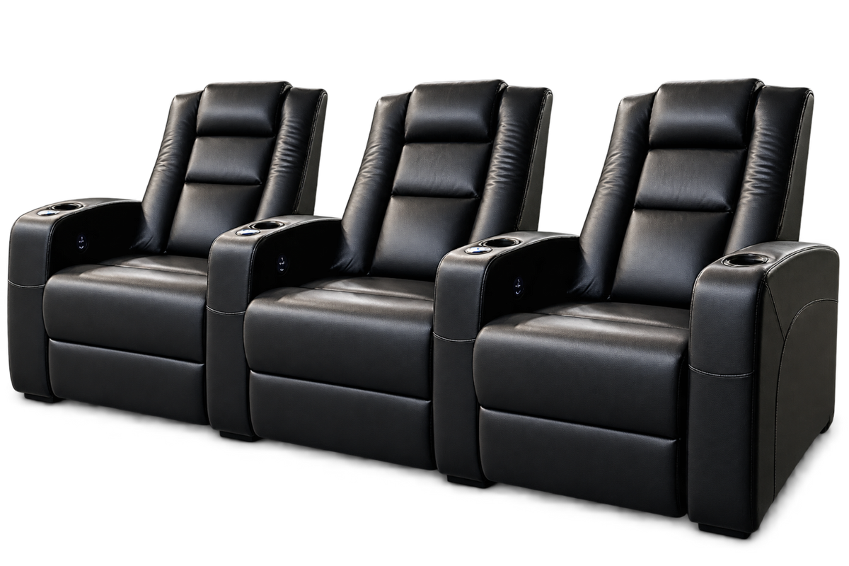 Carson The Director Three Electric Recliner Home Theatre Seating | Cinema Chairs