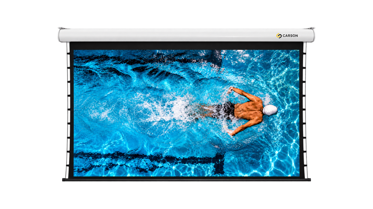 Carson Screens Preference Black 16:9 4K/8K ALR Tab-Tension Ultra Flat Powered Projector Screen