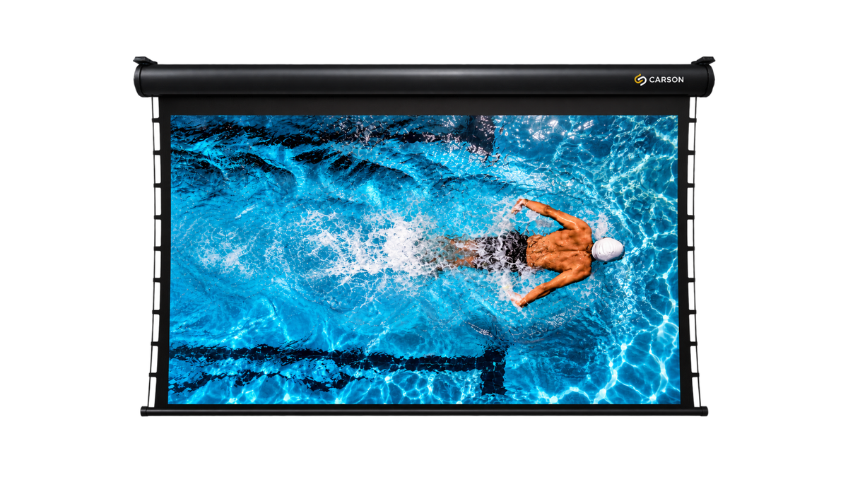 Carson Screens Preference Black 16:9 4K/8K ALR Tab-Tension Ultra Flat Powered Projector Screen