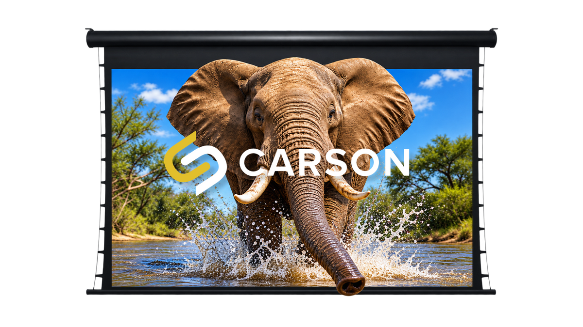 Carson Screens Preference Carbon 16:9 4K/8K UHC Tab-Tensioned Ultra-Flat Powered Projector Screen