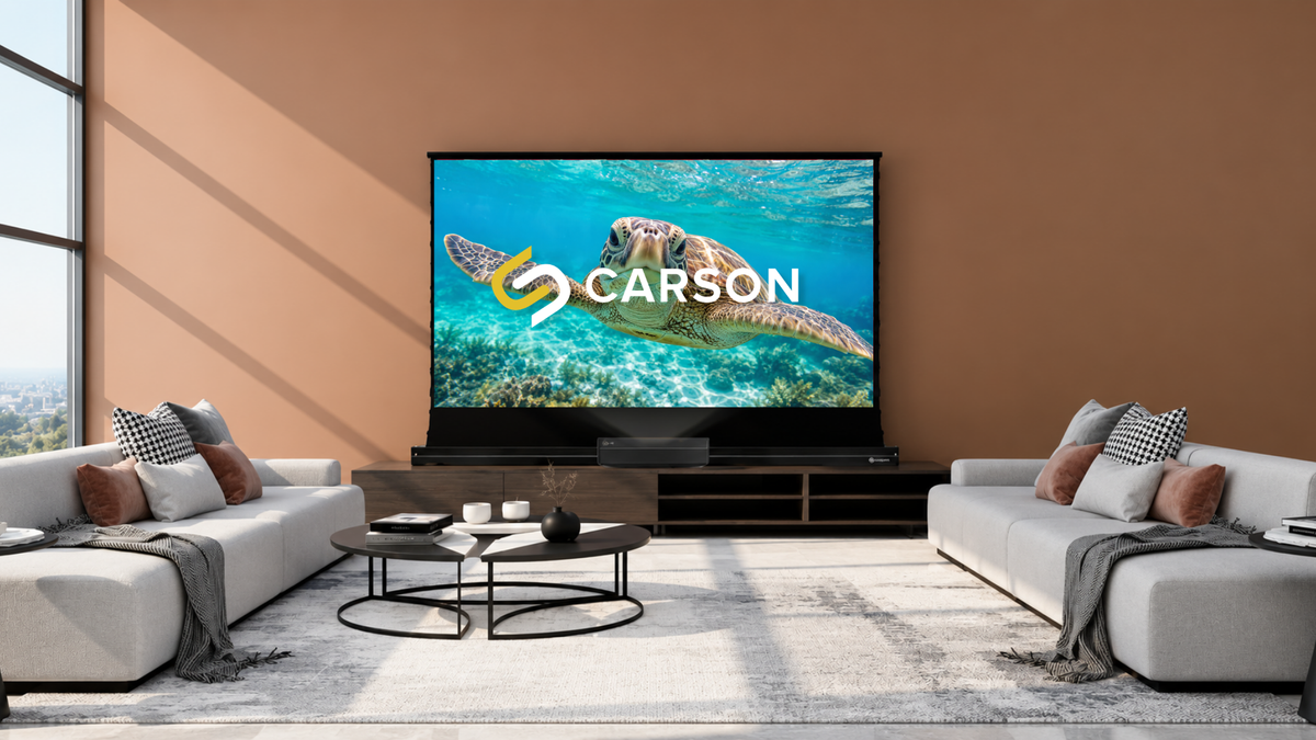Carson Screens The Phoenix 16:9 4K/8K Powered Floor-Rising ALR Projector Screen - Silver UHC Material
