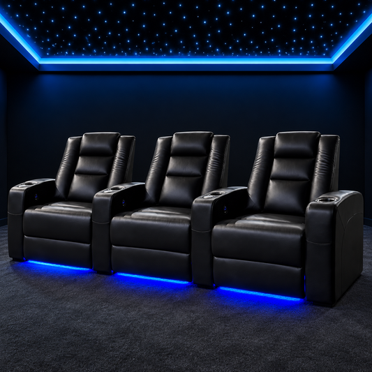 Carson The Director Three Electric Recliner Home Theatre Seating | Cinema Chairs